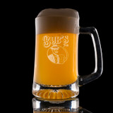 Wholesale engraved 14.5 oz. Craft Beer Mug customized with Bubs Pub logo on a black background