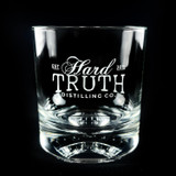 Wholesale 8.5 oz. Whiskey Barrel OTR Rocks Glass engraved with Hard Truth Distilling Co Logo