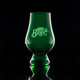 Wholesale engraved Green Glencairn blind tasting glass customized with Eagle Rare Whiskey logo on a black background