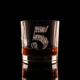 Wholesale engraved 11.5 oz. Classic Old Fashioned Glass with Patent 5 logo black background