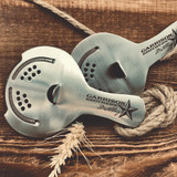 Wholesale engraved Brushed Stainless Steel Hawthorne Strainer customized with Garrison Bros logo on a lifestyle background