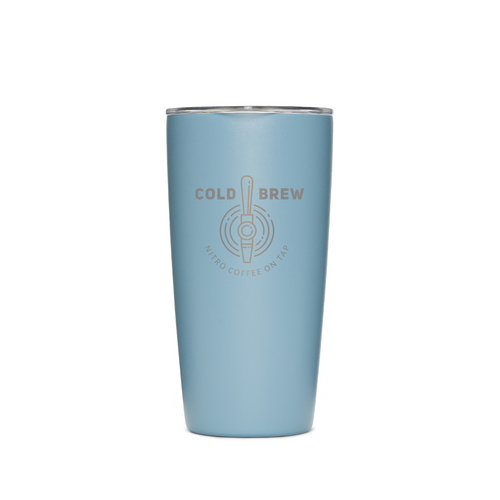 Wholesale engraved 16 oz. MiiR Coffee Tumbler customized with Cold Brew logo on a white background