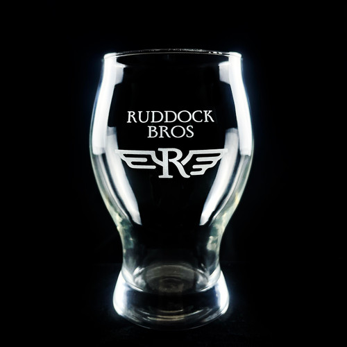 16oz Barlow Glass Engraved with Ruddock Bros Logo 16oz Barlow Glass Engraved with Ruddock Bros Logo