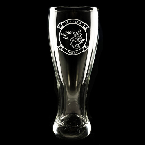 23oz Pub Pilsner Glass Engraved with HM-12 Squadron Logo 23oz Pub Pilsner Glass Engraved with HM-12 Squadron Logo