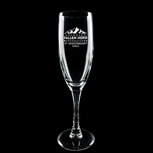 Wholesale Romeo Flute 5.75 oz. Engraved with Colorado Fallen Hero Foundation 5th Anniversary Gala Logo Wholesale Romeo Flute 5.75 oz. Engraved with Colorado Fallen Hero Foundation 5th Anniversary Gala Logo