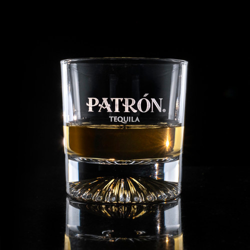 Wholesale Venus Rocks Glass Engraved with Patron Tequilla logo