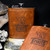 Wholesale engraved 8 oz. Extra Aged Leather Flask customized with Spotted Bear Spirits logo