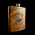 Wholesale engraved 8 oz. Extra Aged Leather Flask customized with Jackson Hole Stillworks logo