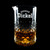 Wholesale engraved Carats Mixing Glass customized with George Dickel logo on a black background