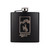 Wholesale engraved 6 oz. Jet Black Powder Coated Flask customized with Jackson Hole Resort logo on a white background