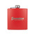 Wholesale engraved 6 oz. Ablaze Red Powder Coated Flask customized with Snowshoe Resort logo on a white background