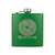 Wholesale engraved 6 oz. Jungle Green Powder Coated Flask customized with McMenamins logo on a white background