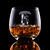 Wholesale engraved 15 oz. Hogs Head Rocks Glass customized with Vermont Distillers logo on a black background