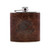 Wholesale engraved 6 oz. Wick·ed Rum Leather Flask customized with Smugglers Notch logo on a white background