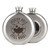 Wholesale engraved 5 oz. Port Hole Flask customized with Jackson Hole Still Works logo on a white background