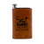 Wholesale 5 oz. Extra Aged Leather Field Flask customized with Taconic Distillery logo on a white background