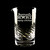 Wholesale engraved Luna Swirl Mixing Glass customized with Buzzards Roost logo on a bokeh background