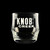 Wholesale engraved Scirocco Rocks Glass customized with Knob Creek Distilling logo on a black background