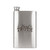 Wholesale engraved stainless steel 5 oz. Field Flask customized with Hard Truth Distilling logo on a white background