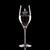 Wholesale engraved 9 oz. Stolzle Exquisit Champagne Flute Glass customized with Stanley Chocolate Factory logo on a black background