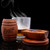 Wholesale engraved Barrel Cocktail Smoker customized with Bayou Rum logo on a black background