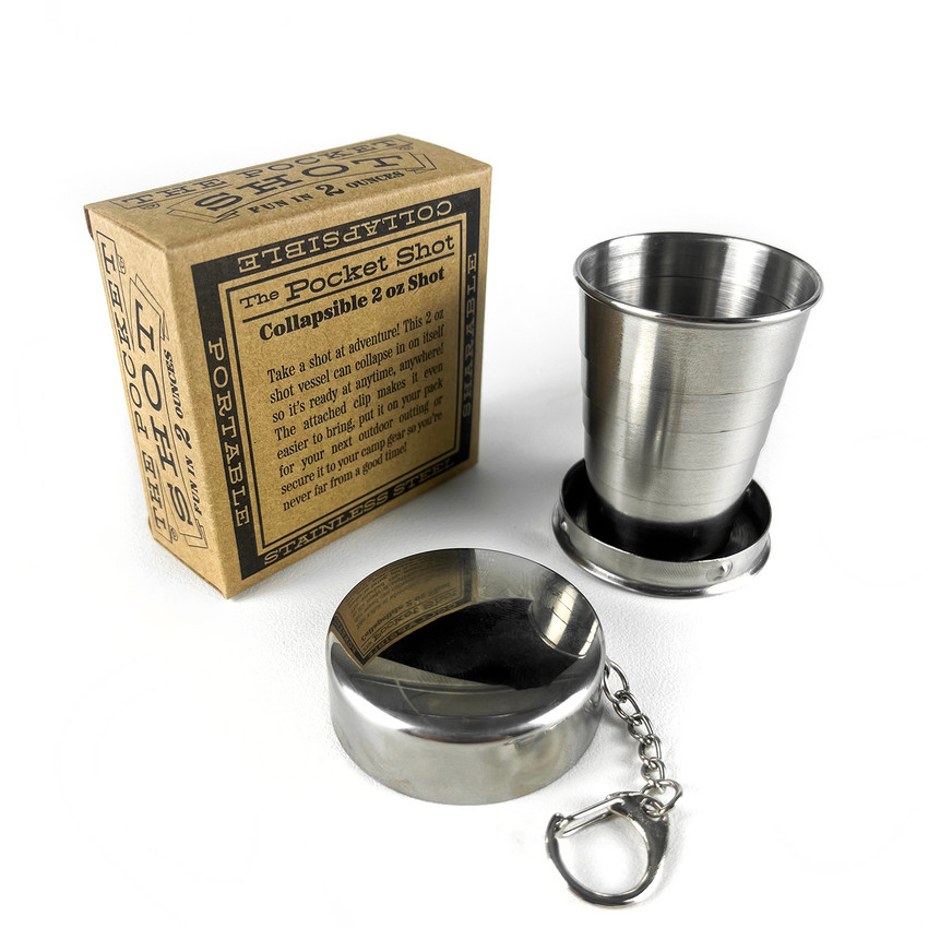 Wholesale 2 oz. Collapsible Pocket Shot engraved with your logo