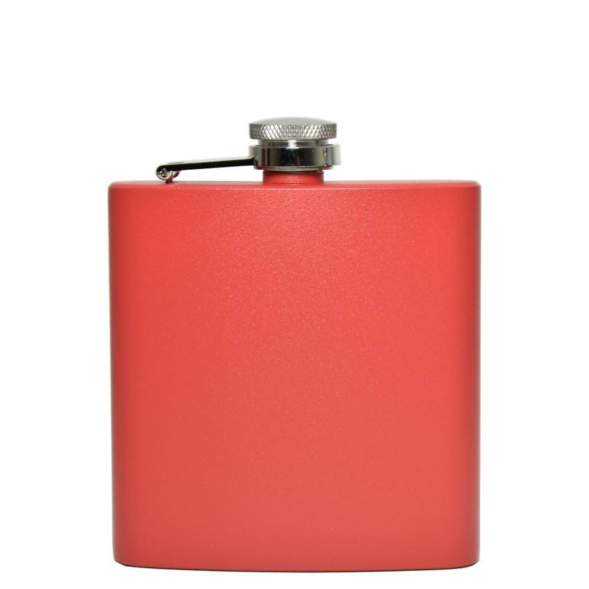 Wholesale 6 oz. Ablaze Red Powder Coated Flask engraved with your logo