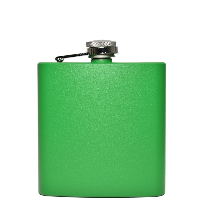 Wholesale 6 oz. Jungle Green Powder Coated Flask engraved with your logo