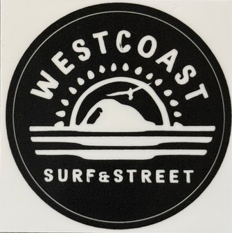 West Coast Surf & Street Vinyl Sticker - Black - 60MM