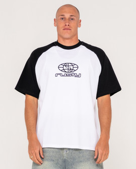 Rusty Wagwan Raglan Short Sleeve Tee - White
