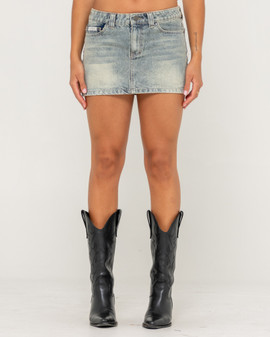 Rusty Dirty Mavericks Denim Mini Skirt - Dirty Dawg