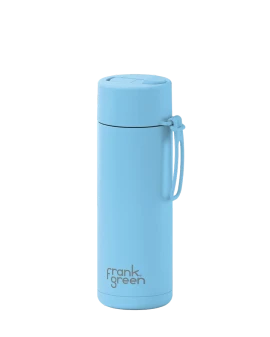 Frank Green 20oz SS Ceramic Reusable Bottle Sky Blue with Flip Straw Lid