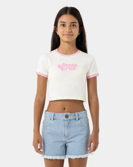 Santa Cruz Groovy Stack Front Short Sleeve Baby Tee - Cream