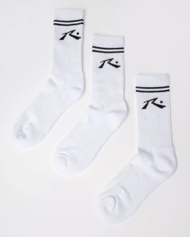 Rusty Comp Mid Calf 3 Sock Pack - White
