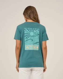 Salty Crew Rise and Smile BF Tee - Teal