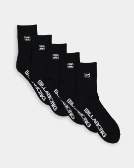 Billabong Boys 8-16 Sport Socks 5 Pack - Black  OSFM