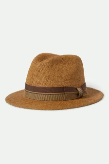 Brixton Roma Straw Fedora - Coffee