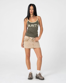 Rusty Tank Girl Contrast Staple Singlet - Khaki