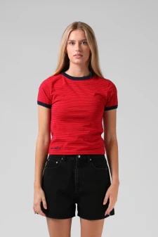 RPM Stripe Ringer Tee - Red