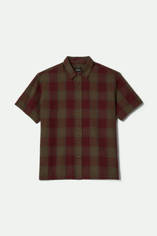 Brixton Cru Linen Blend S/S Woven - Olive Surplus/Port