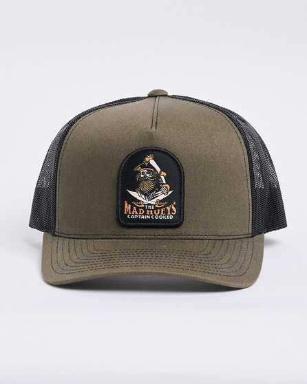 The Mad Hueys Captain Ship Faced Twill Trucker - Olive