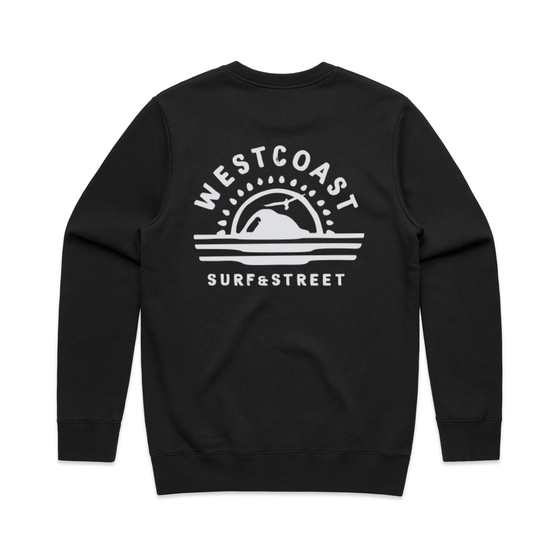 West Coast Surf & Street Mens Stencil Crew - Black