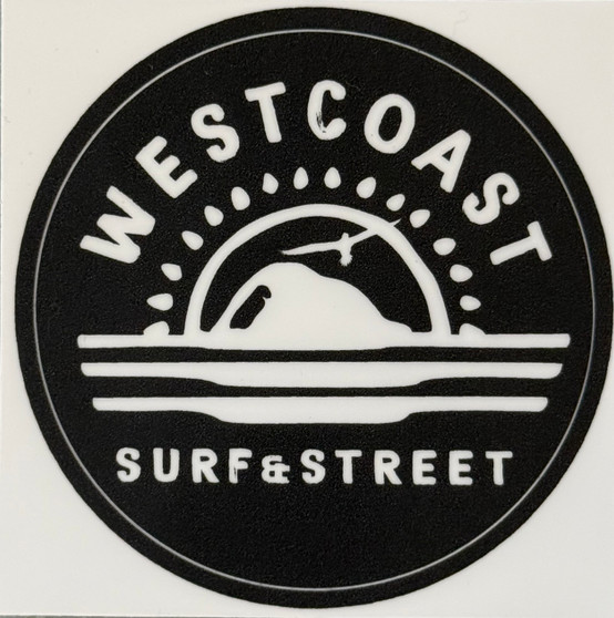 West Coast Surf & Street Vinyl Sticker - Black - 60MM