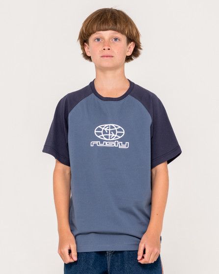 Rusty Wagwan Raglan Short Sleeve Tee Boys - China Blue