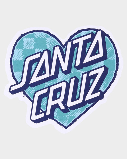 Santa Cruz Checker Heart Dot Sticker - Aqua