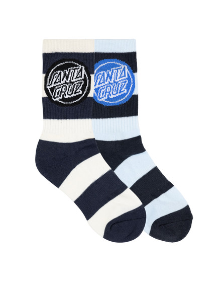 Santa Cruz Reverse Dot Crew Sock 2 Pack - Dark Blue Stripe/Off Black Stripe 2-8e