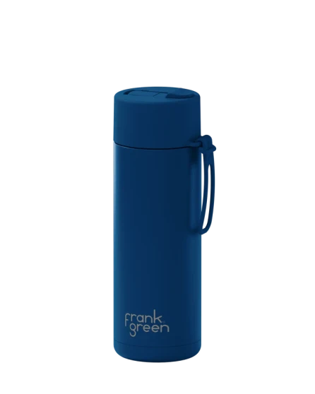 Frank Green 20oz SS Ceramic Reusable Bottle Deep Ocean with Flip Straw lid