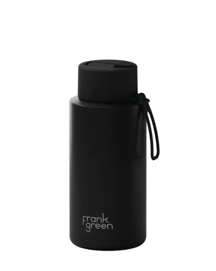 Frank Green 34oz  SS Ceramic Reusable Bottle Midnight with Flip Straw Lid
