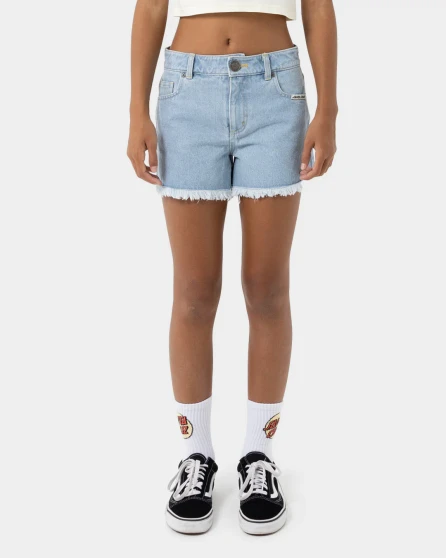 Santa Cruz MFG Retro Dot Jean Shorts - Light Washed Indigo