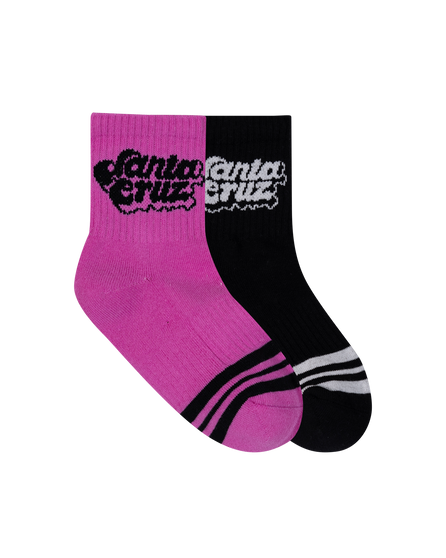 Santa Cruz Groovy Stack Mid Sock 2 Pack - Black/Pink